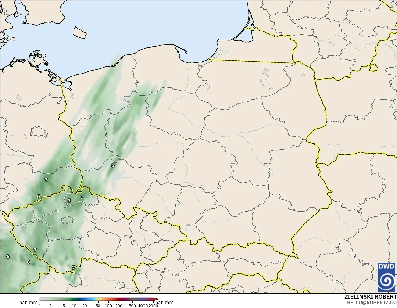ICON Germany 2 km model - Poland, Precipitation Accumulation