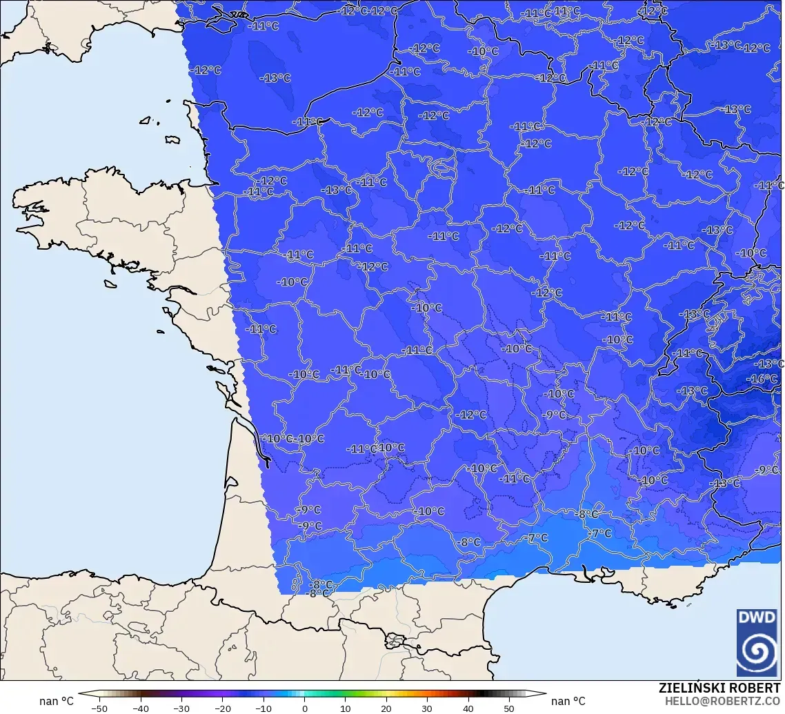ICON Germany 2 km model - France, Temperature at 500hPa
