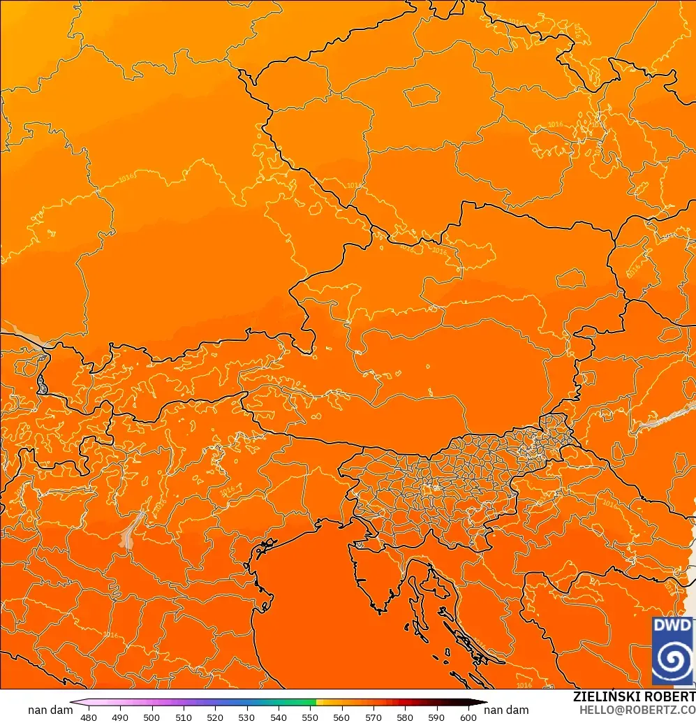 ICON Germany 2 km modelo - Austria, Geopotential height at 500hPa