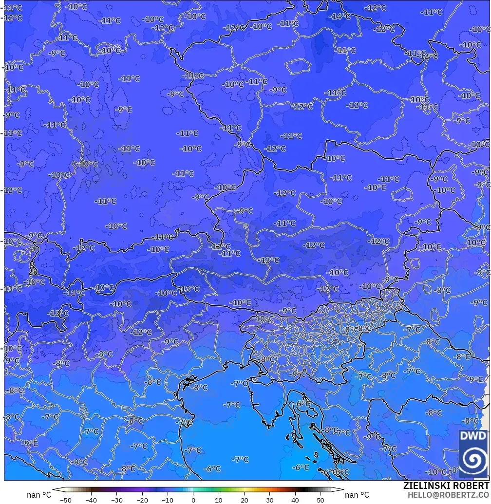 ICON Germany 2 km modelo - Austria, Temperature at 500hPa