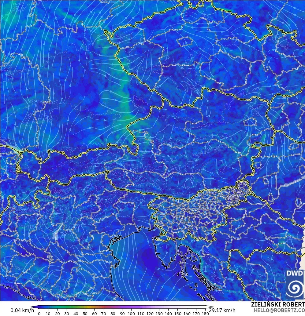 ICON Alemania 2 km model - Austria, Angin 10 m