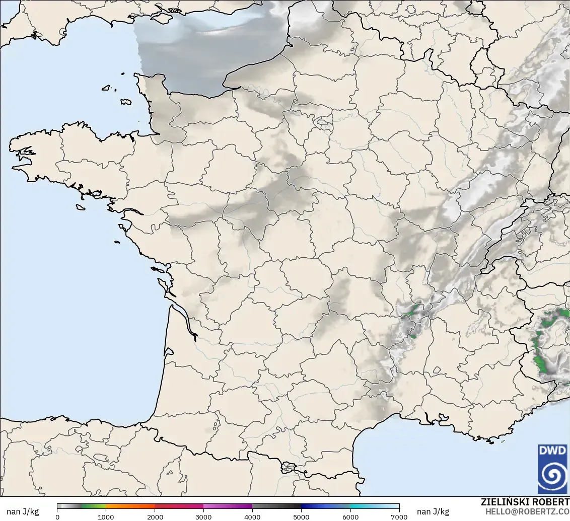 ICON Germany 2 km modelo - France, CAPE