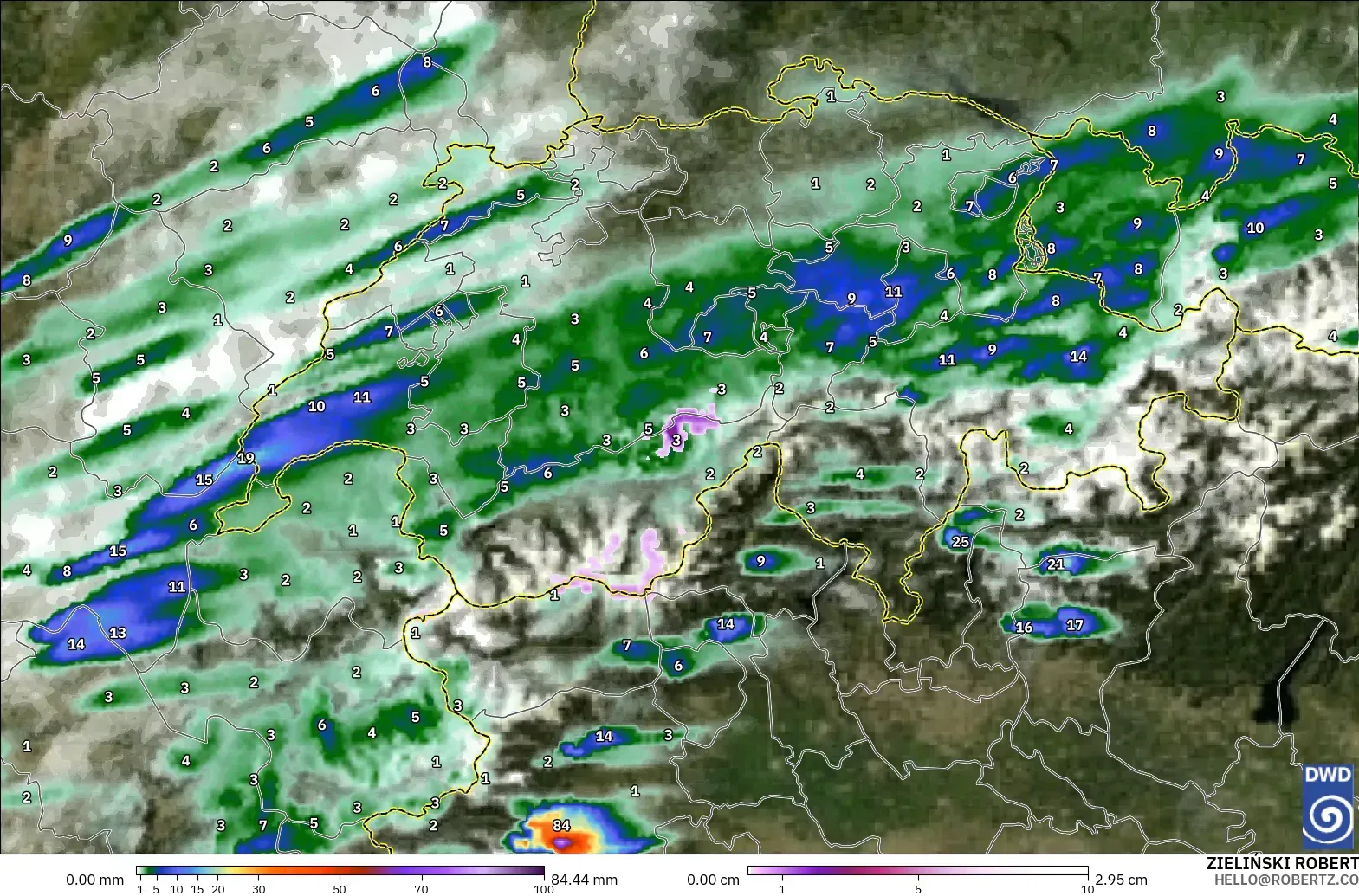 ICON Alemania 2 km model - Swiss, Curah Hujan, Awan, dan Tekanan
