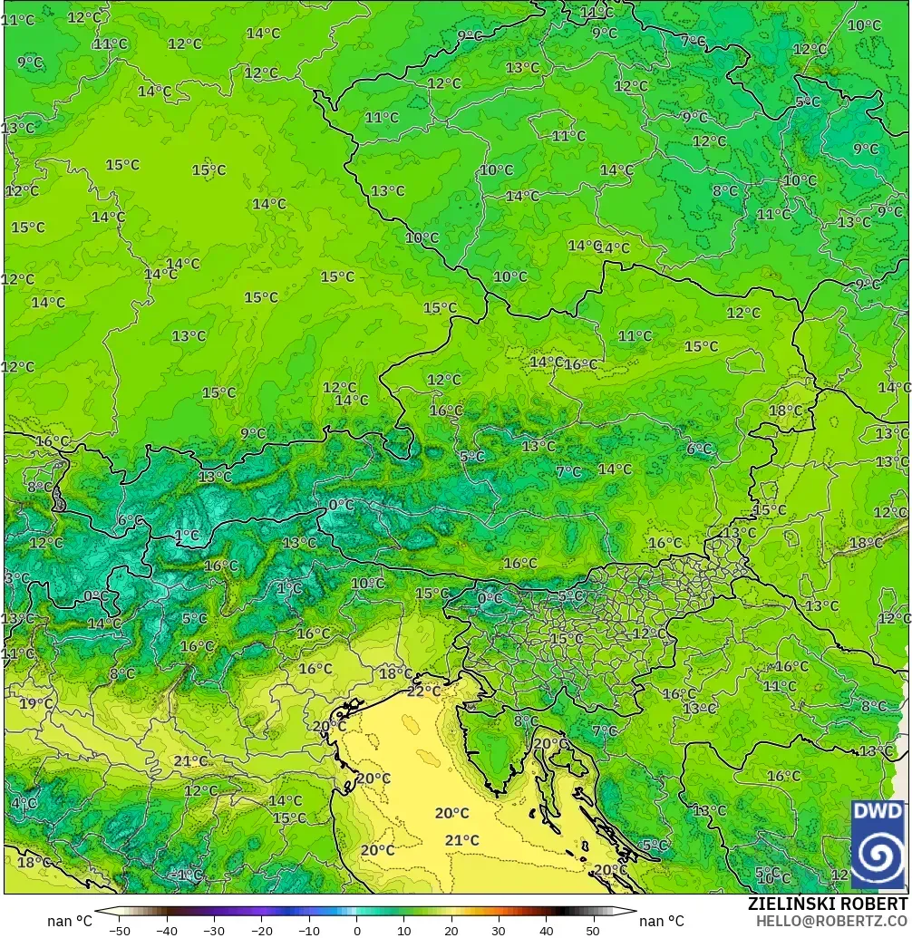 ICON Jerman 2 km model - Austria, Takat Embun 2 m