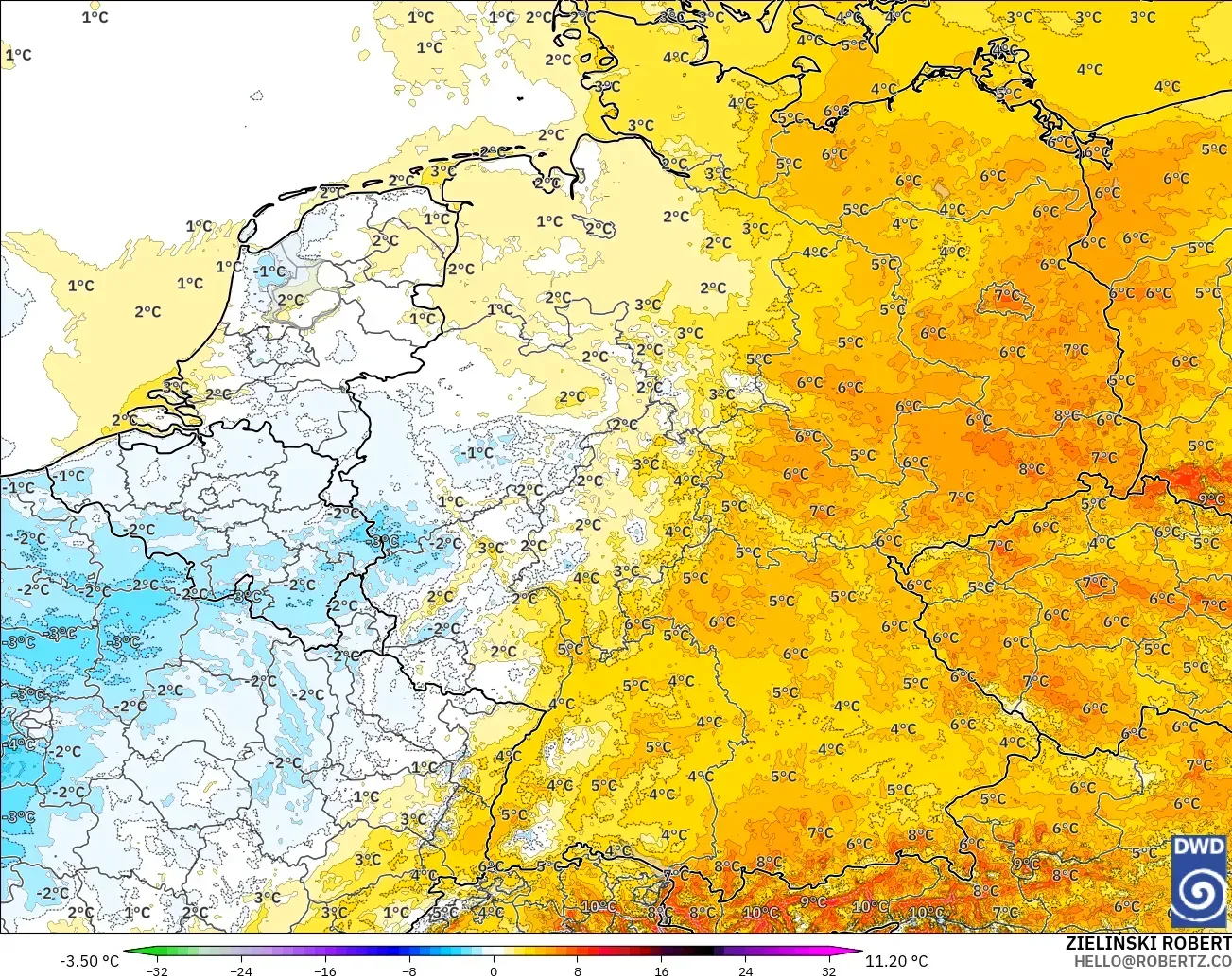 ICON Jerman 2 km model - Jerman, Anomali Suhu 2 m