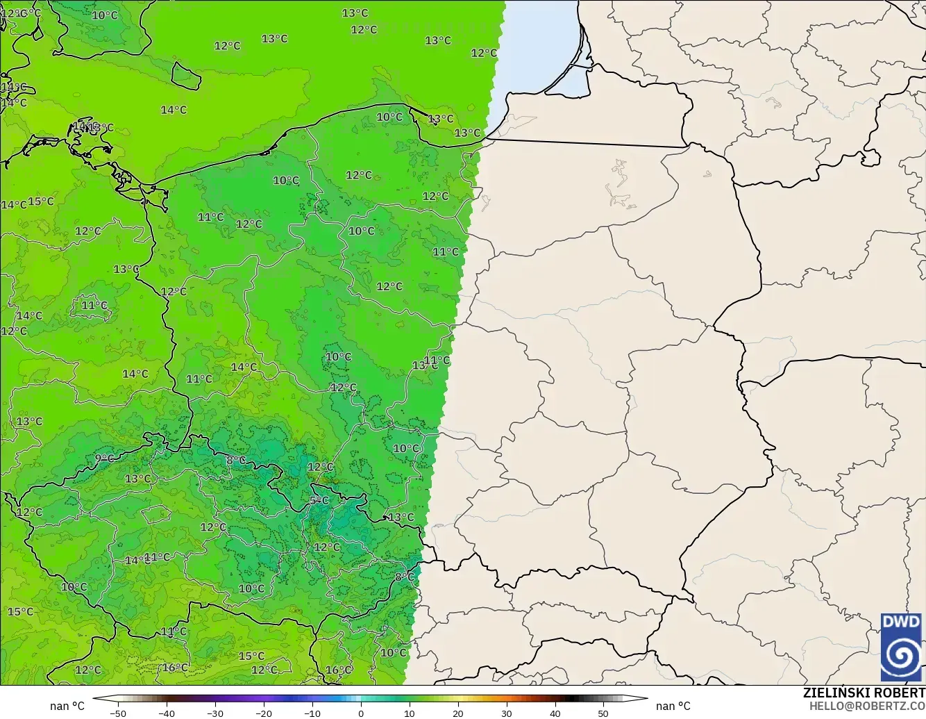 ICON Jerman 2 km model - Poland, Takat Embun 2 m