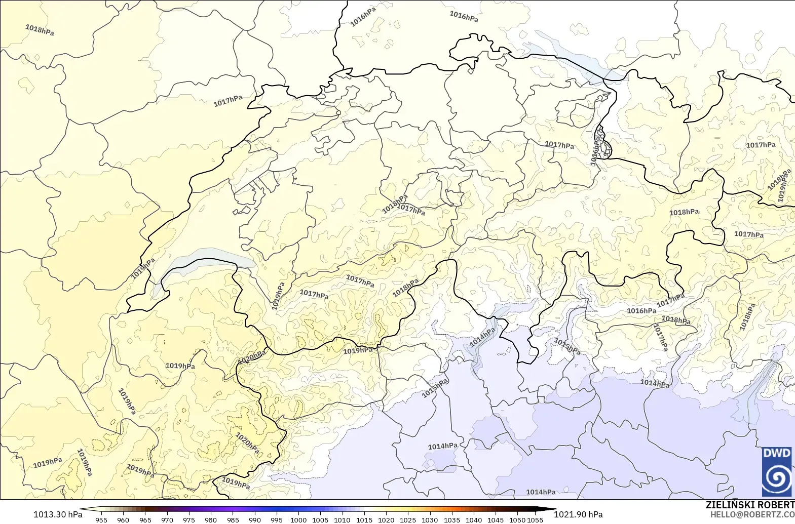 ICON Jerman 2 km model - Switzerland, Tekanan