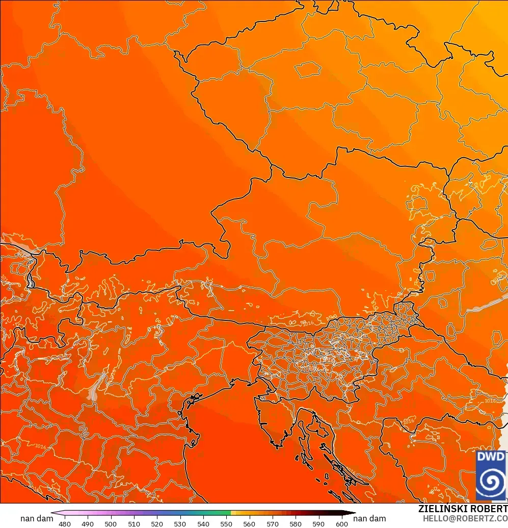 ICON Germany 2 km model - Austria, Geopotential height at 500hPa