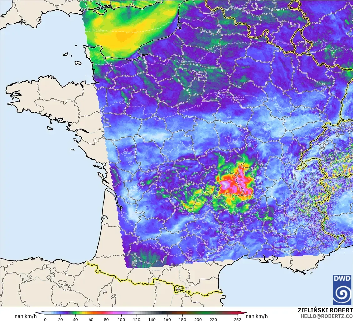 ICON Germany 2 km model - France, Wind Gusts