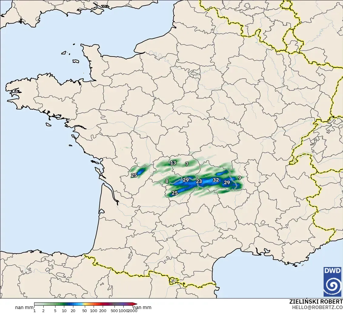 ICON Germany 2 km model - France, Precipitation Accumulation