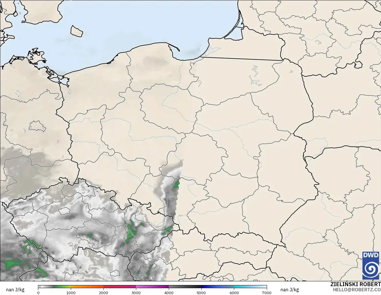 ICON Germany 2 km model - Poland, CAPE