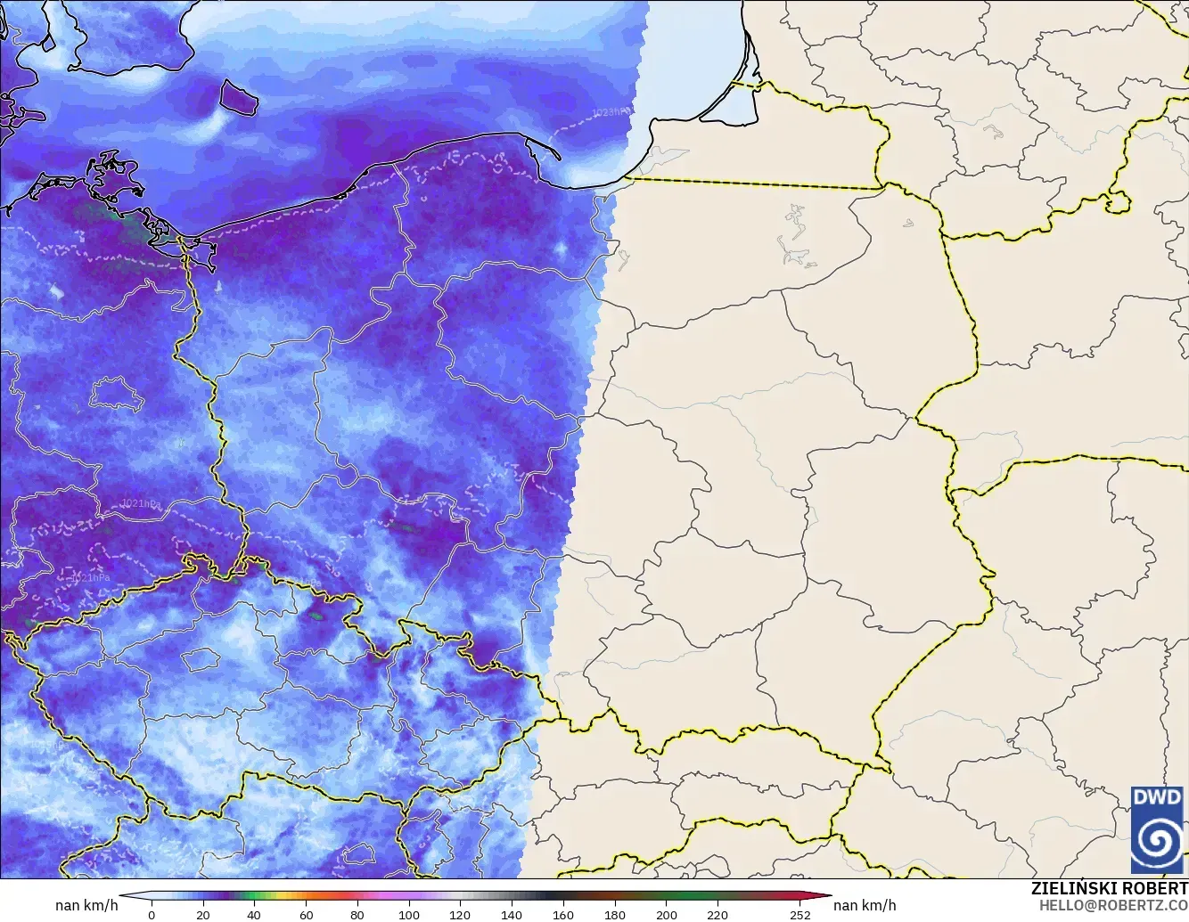 ICON Germany 2 km model - Poland, Wind Gusts