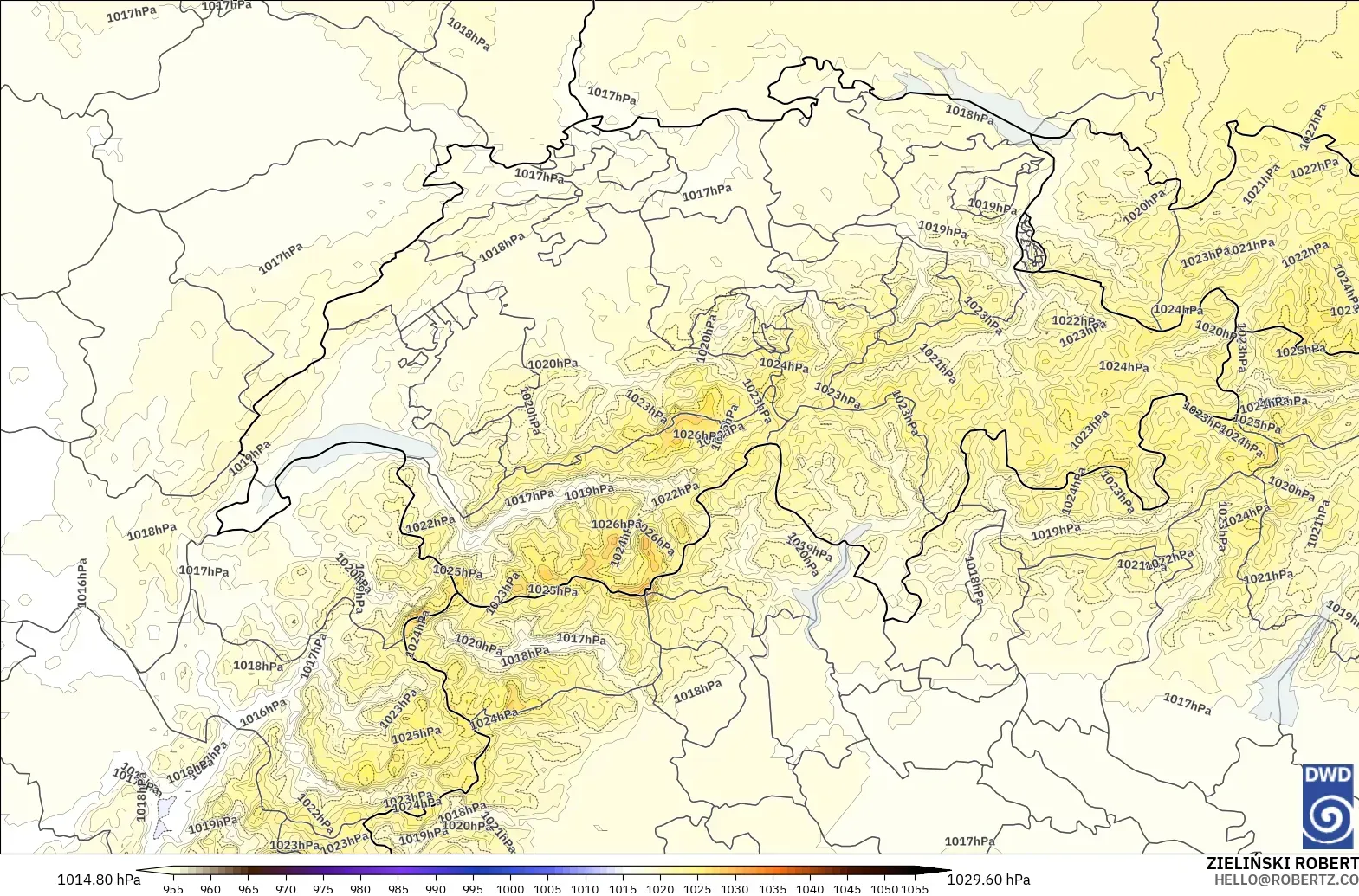 ICON Germany 2 km model - Switzerland, Pressure