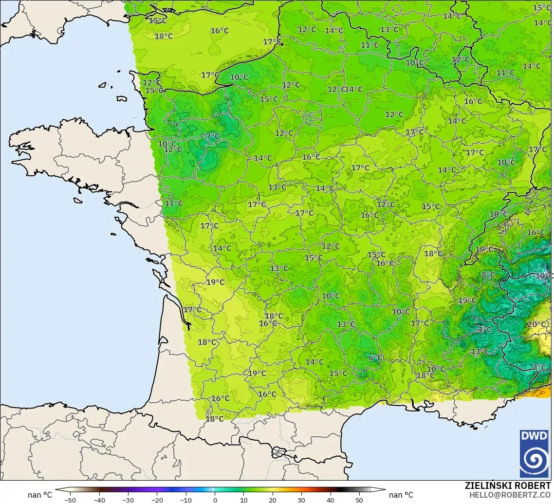 ICON Germany 2 km model - France, Dewpoint at 2m