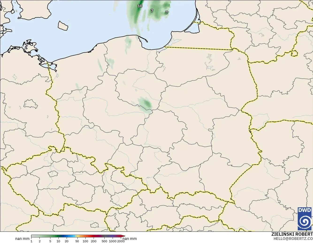 ICON Germany 2 km model - Poland, Precipitation Accumulation