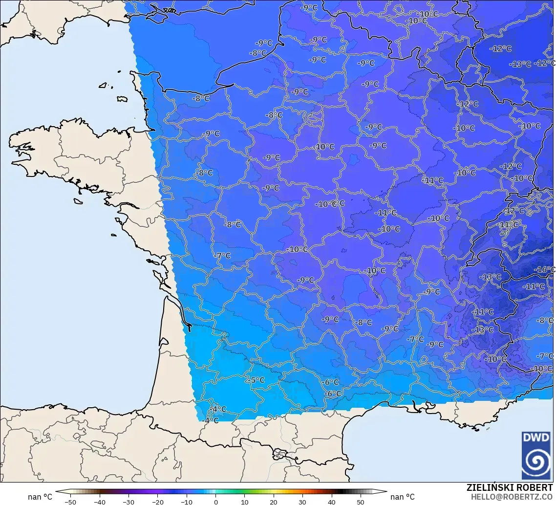 ICON Germany 2 km model - France, Temperature at 500hPa