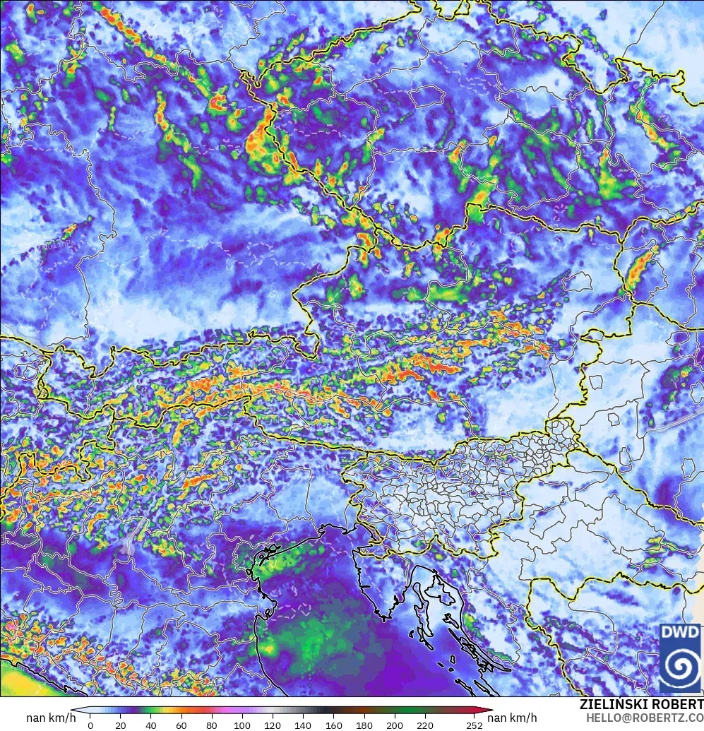 ICON Germany 2 km model - Austria, Wind Gusts