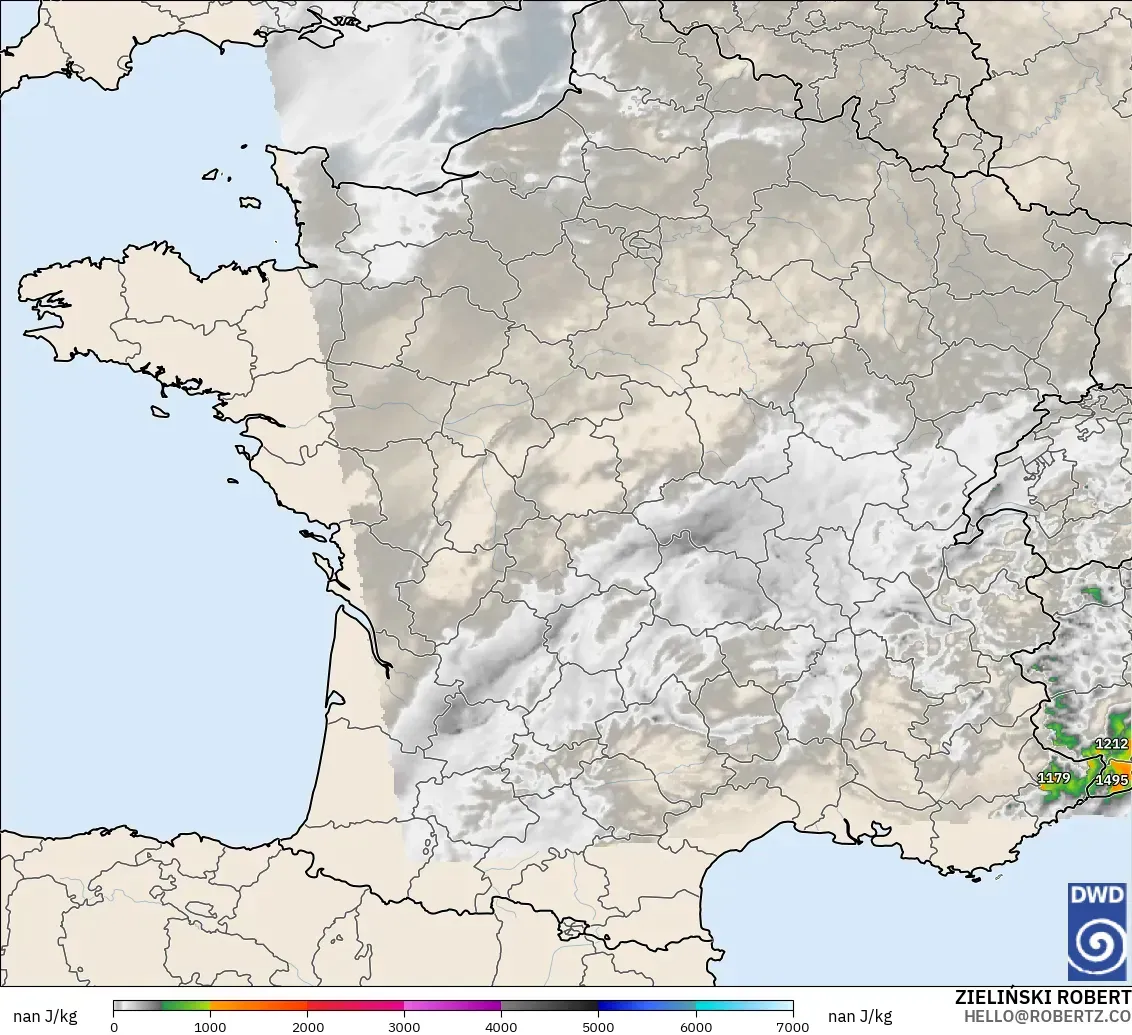ICON Germany 2 km model - France, CAPE