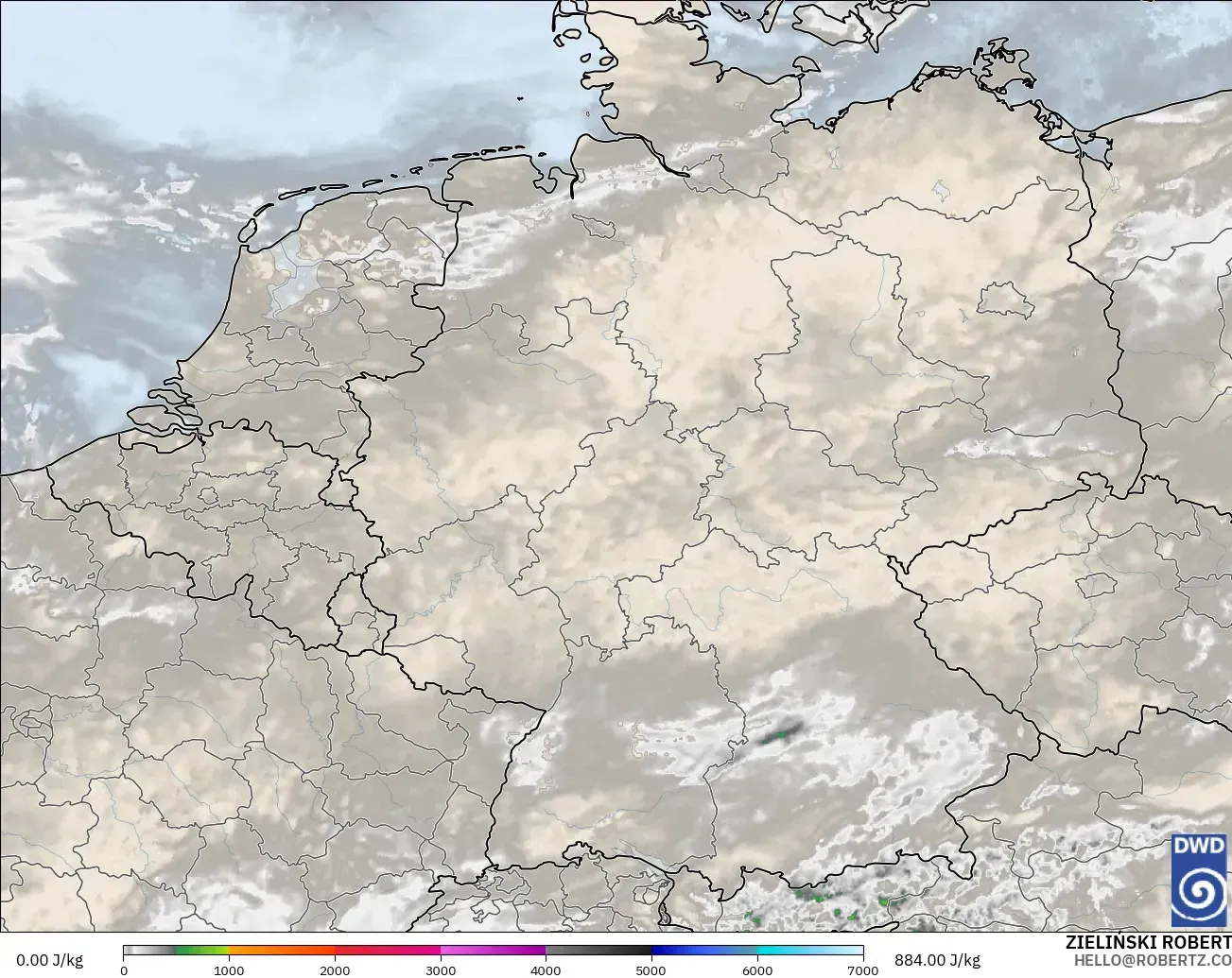 ICON Germany 2 km model - Germany, CAPE
