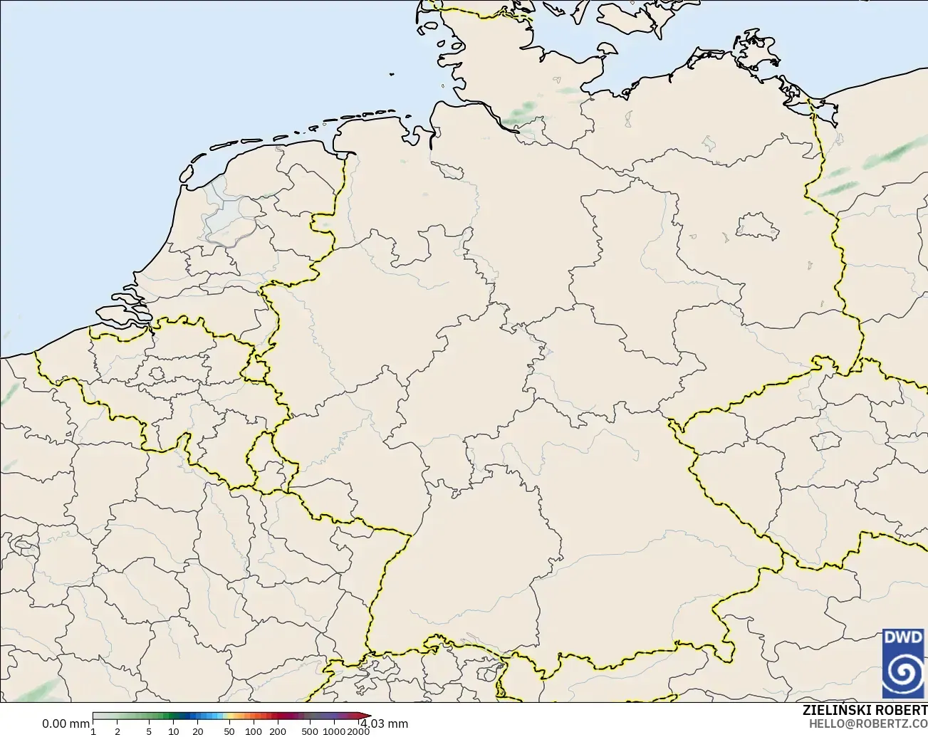 ICON Germany 2 km model - Germany, Precipitation Accumulation