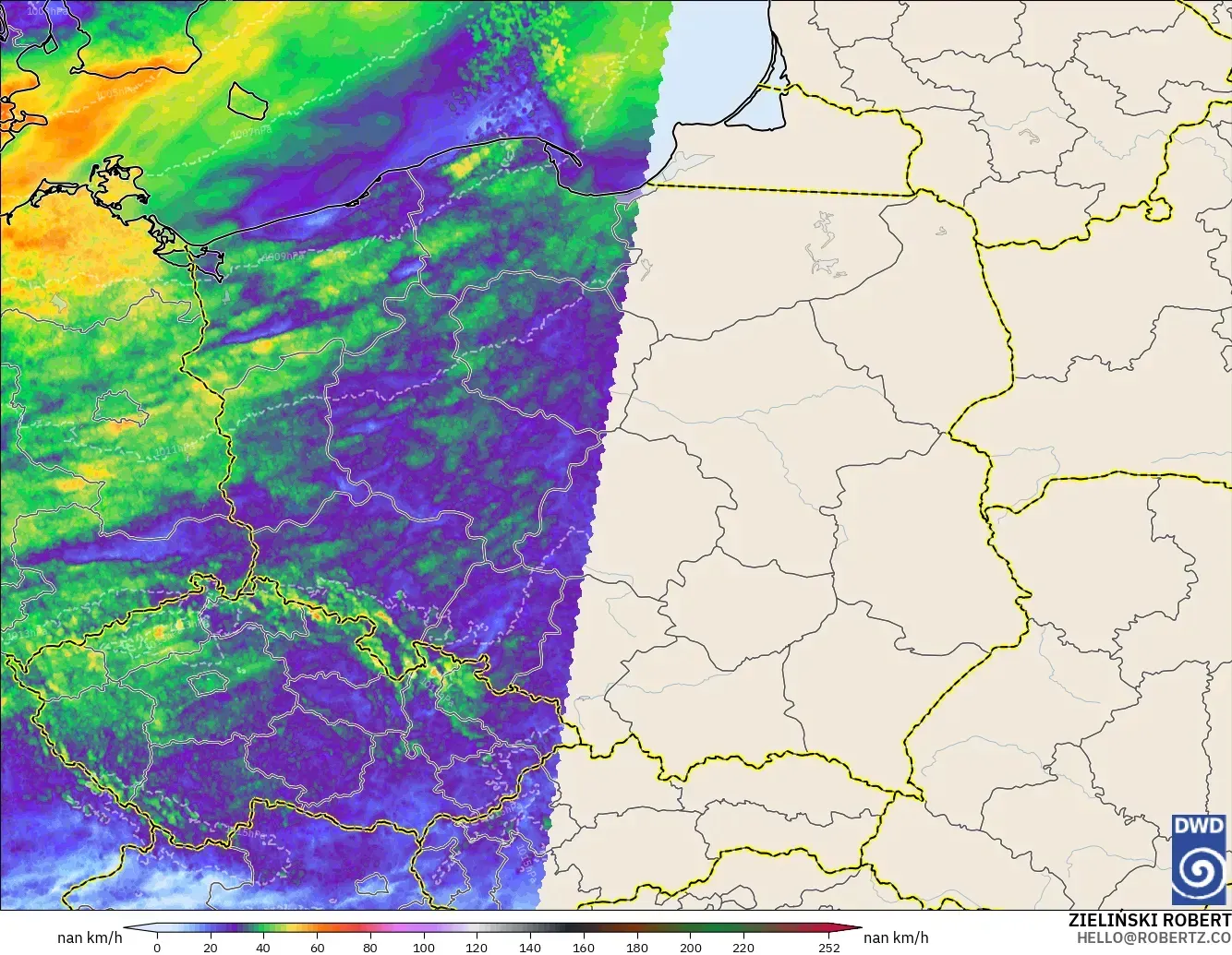 ICON Germany 2 km model - Poland, Wind Gusts