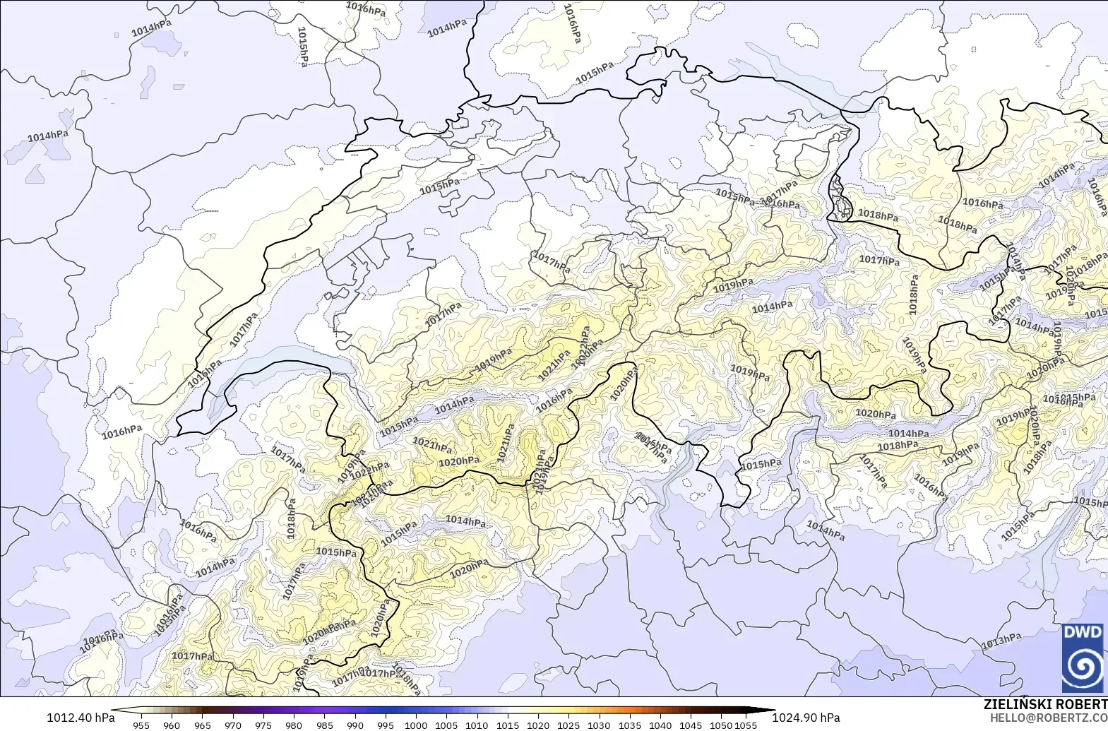 ICON Germany 2 km model - Switzerland, Pressure