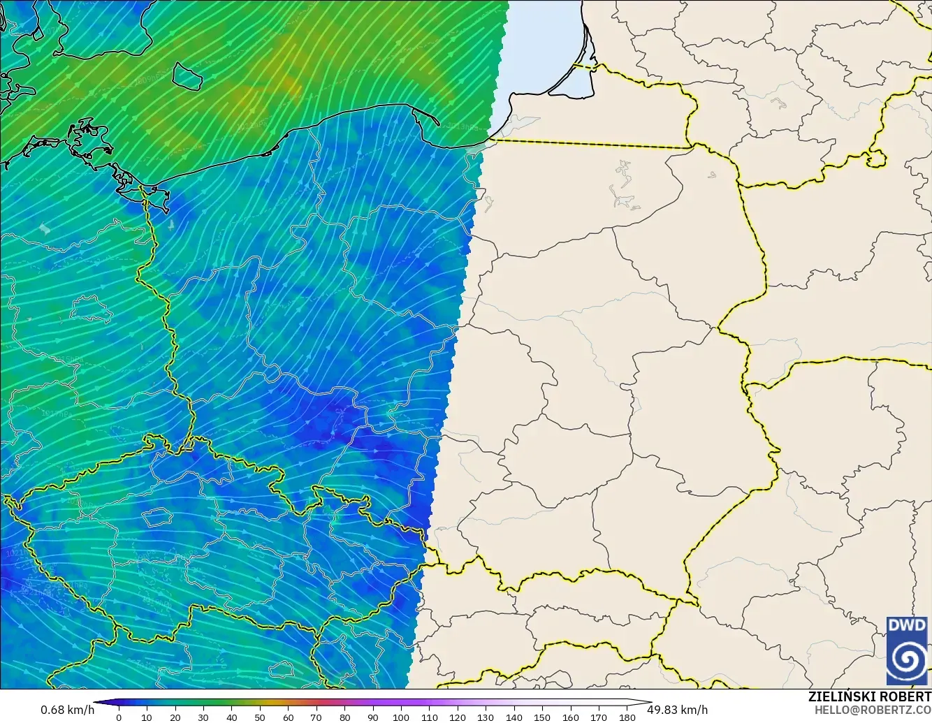 ICON Germany 2 km model - Poland, Wind at 10m