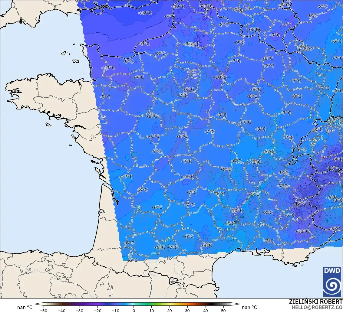 ICON Germany 2 km model - France, Temperature at 500hPa