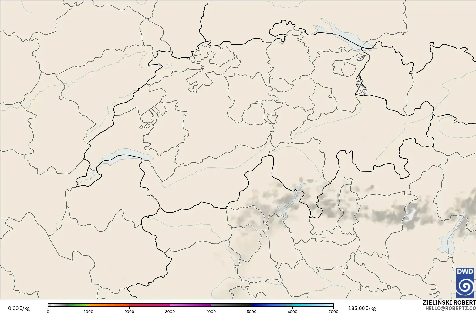 ICON Germany 2 km model - Switzerland, CAPE