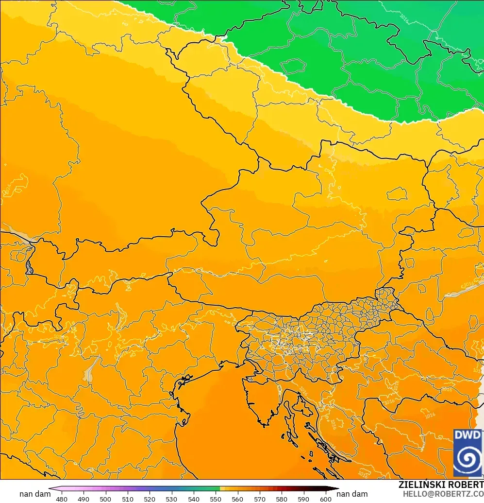 ICON Germany 2 km model - Austria, Geopotential height at 500hPa