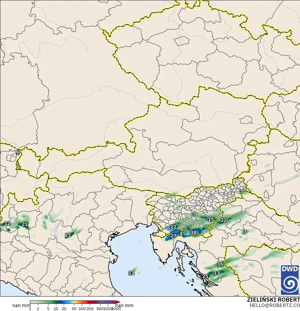 ICON Germany 2 km model - Austria, Precipitation Accumulation