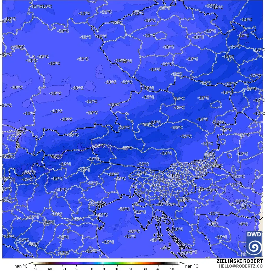 ICON Germany 2 km model - Austria, Temperature at 500hPa