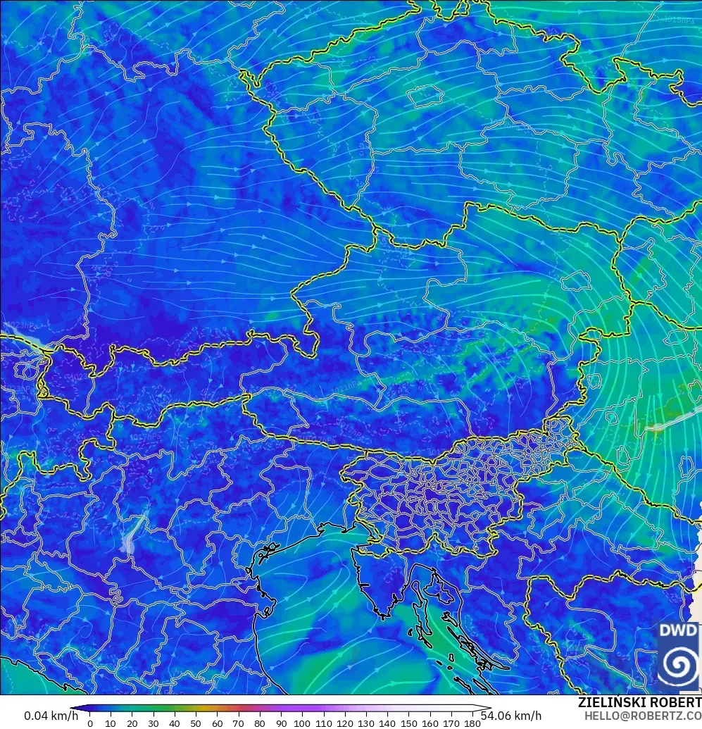 ICON Germany 2 km model - Austria, Wind at 10m