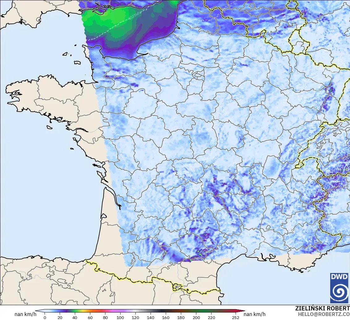 ICON Germany 2 km model - France, Wind Gusts
