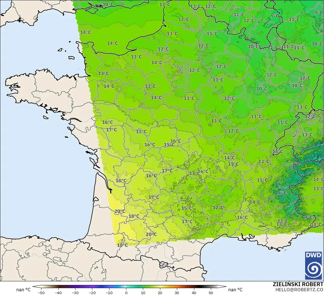 ICON Germany 2 km model - France, Temperature at 850hPa