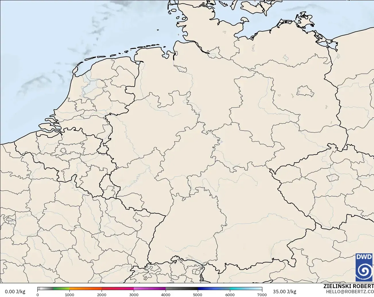 ICON Germany 2 km model - Germany, CAPE