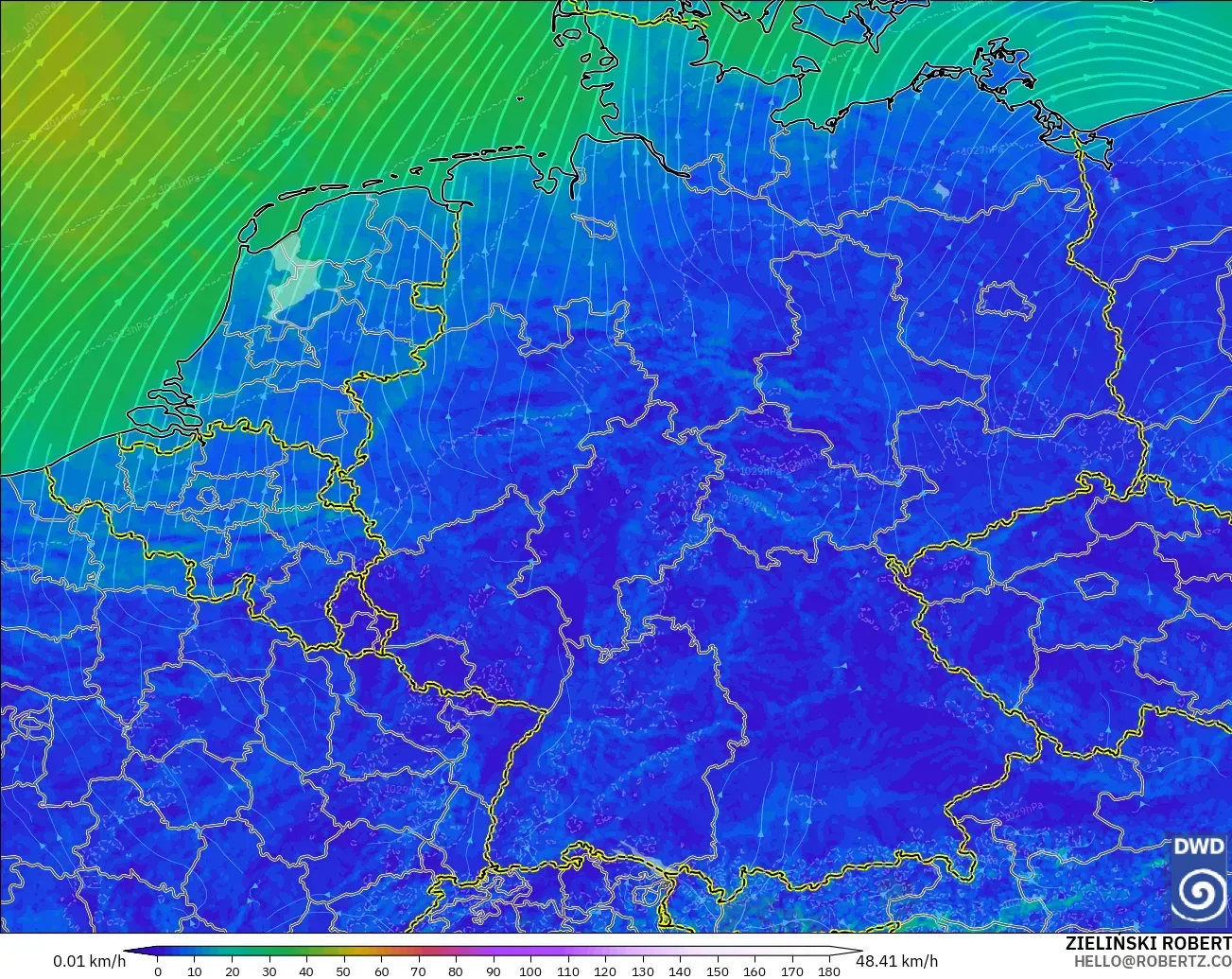 ICON Germany 2 km model - Germany, Wind at 10m