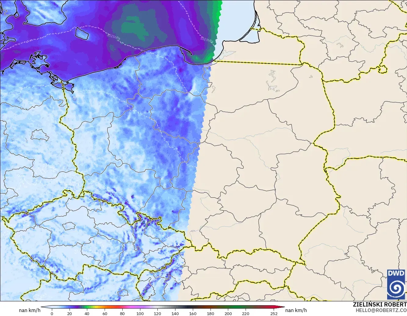 ICON Germany 2 km model - Poland, Wind Gusts