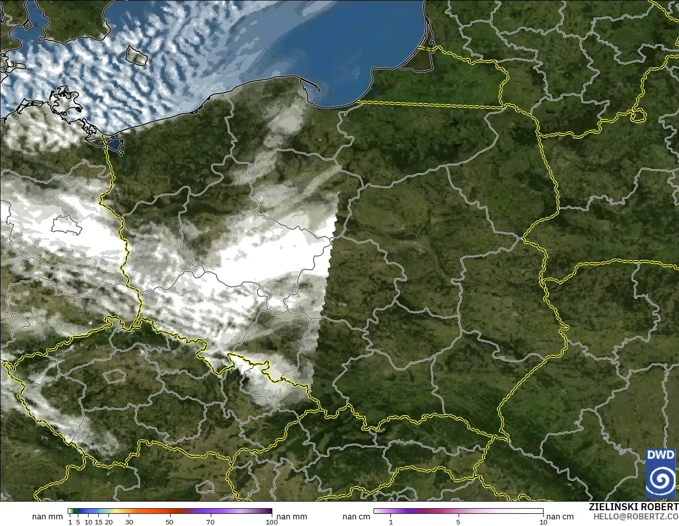 ICON Germany 2 km model - Poland, Precipitation, Clouds, and Pressure