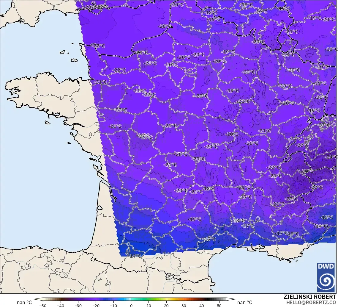 ICON Germany 2 km model - France, Temperature at 500hPa