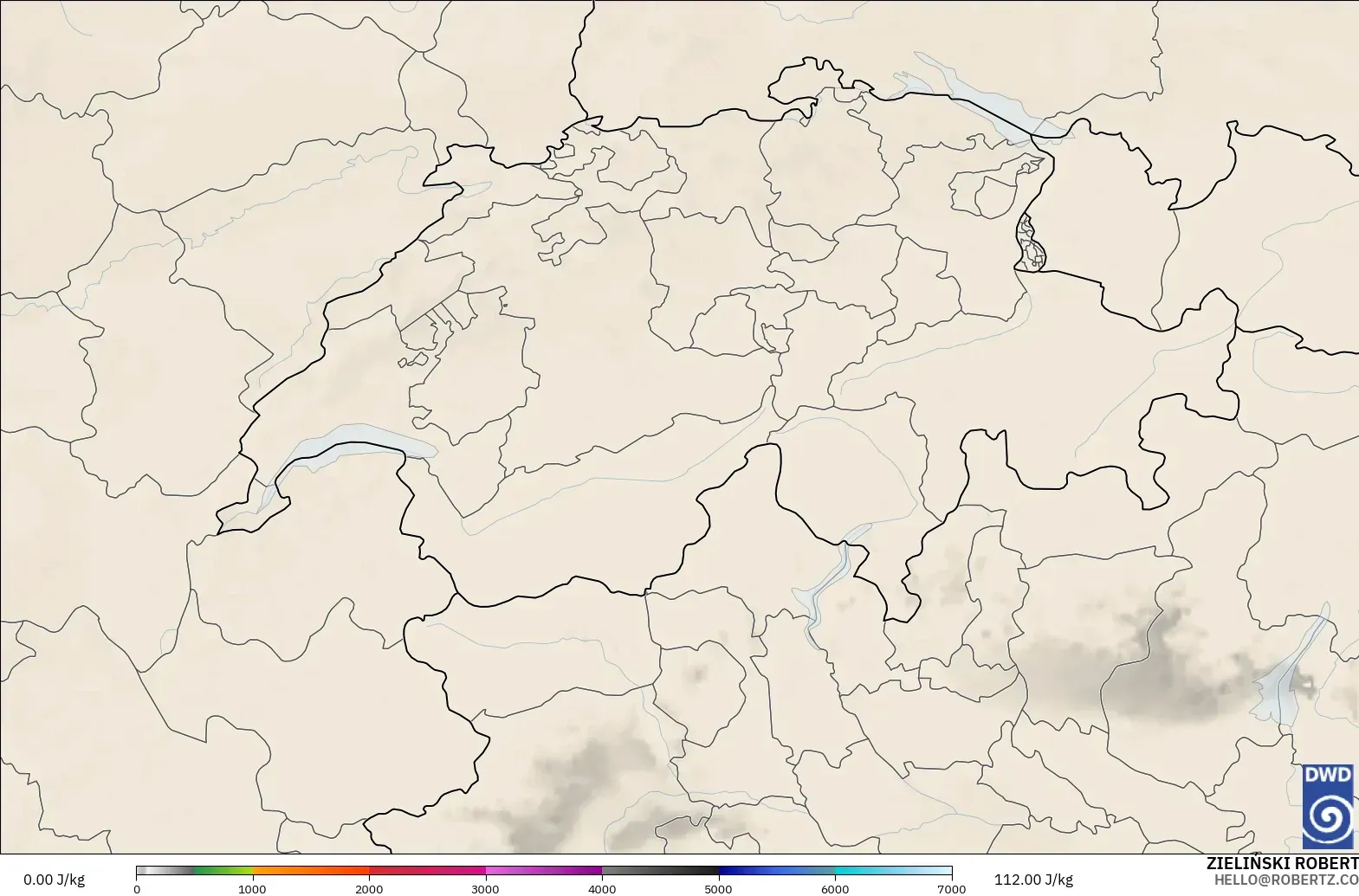 ICON Germany 2 km model - Switzerland, CAPE