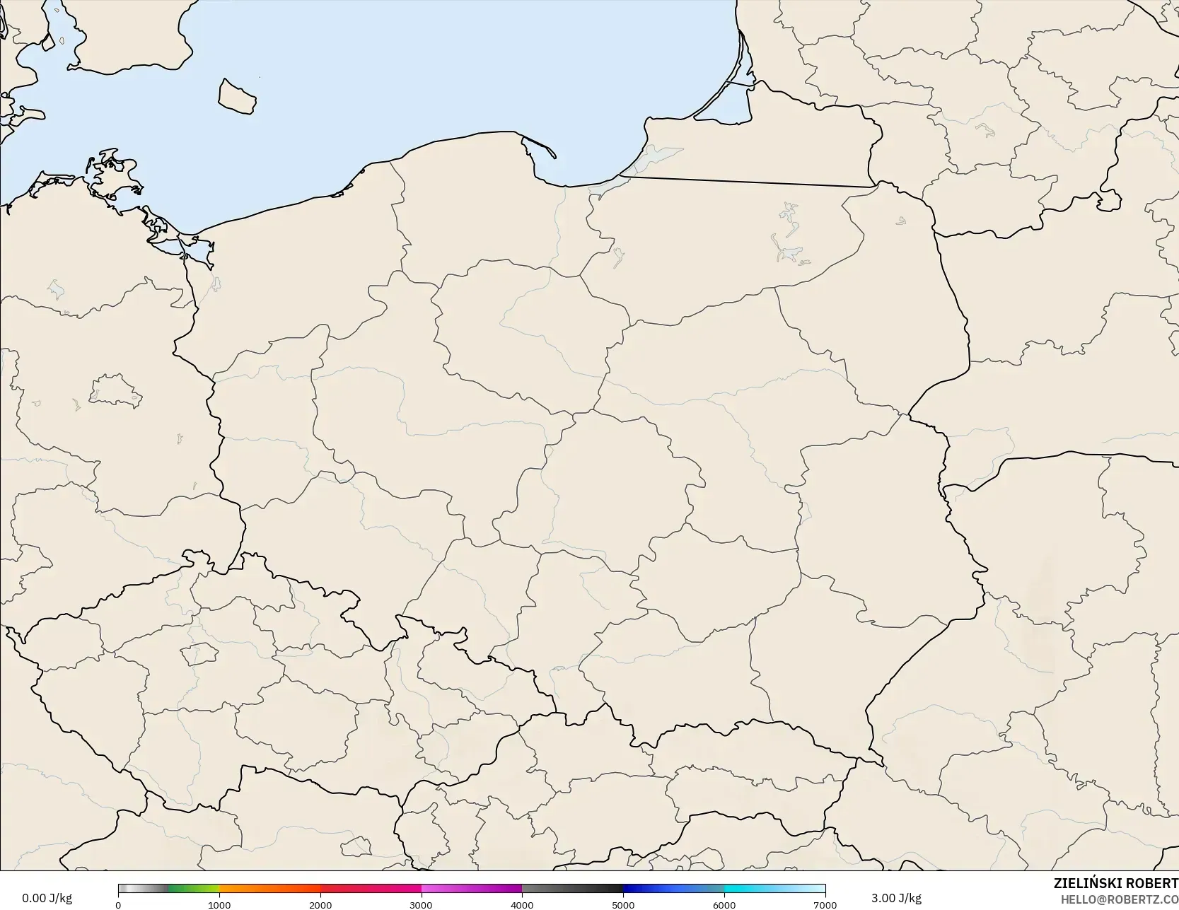 ICON Poland 2 km model - Poland, CAPE