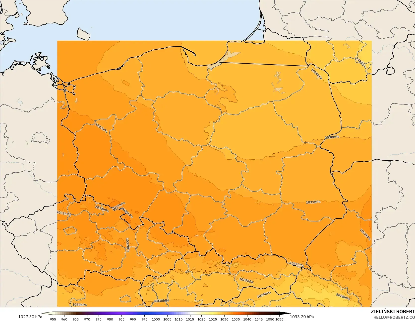 ICON Poland 2 km model - Poland, Pressure