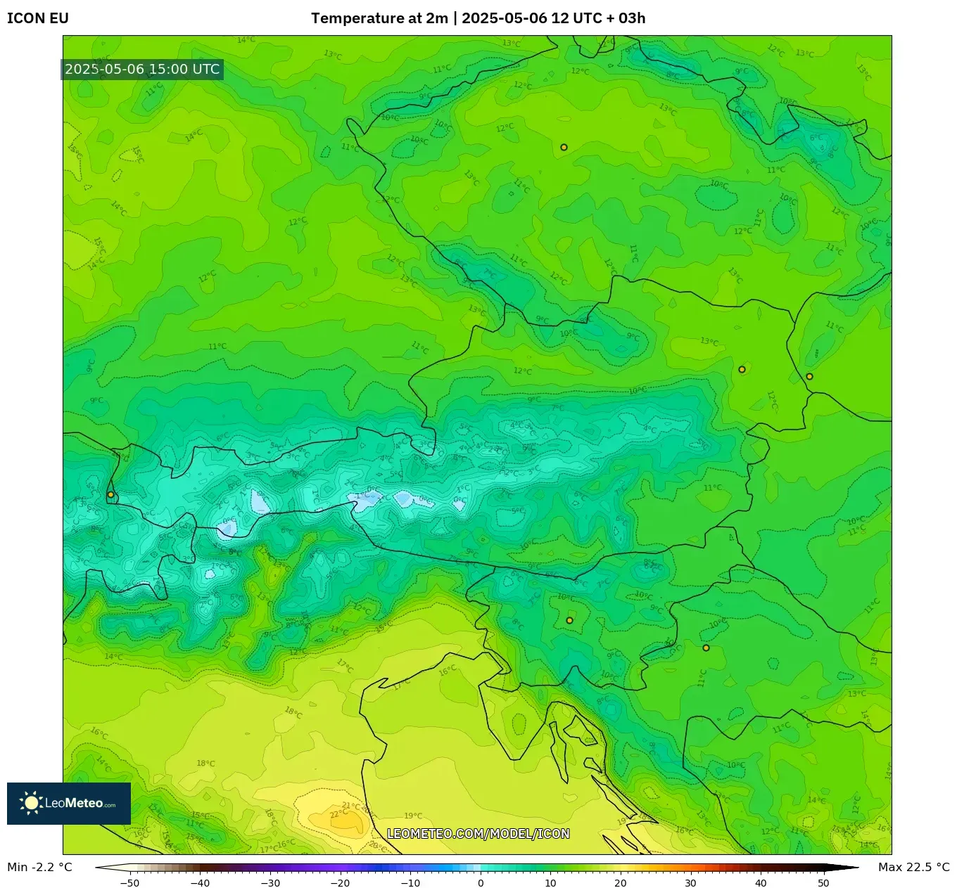 ICON - Austria, Temperature at 2m ICON - Austria, Temperature at 2m