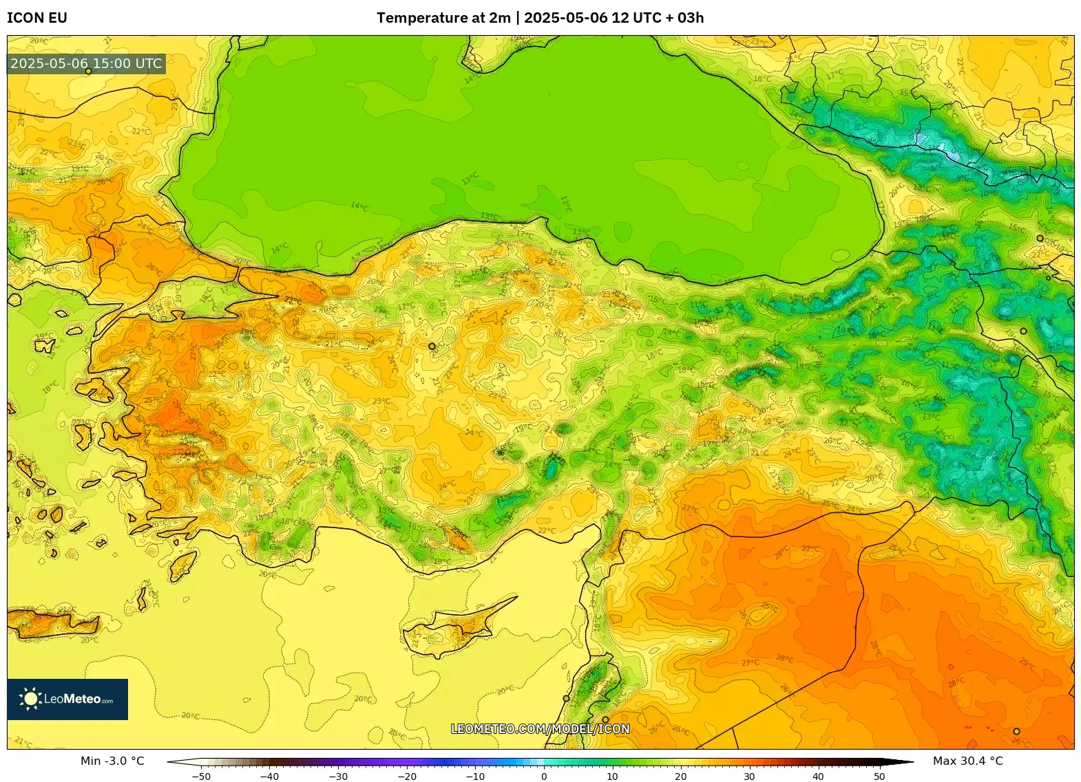 ICON - Turkey, Temperature at 2m ICON - Turkey, Temperature at 2m