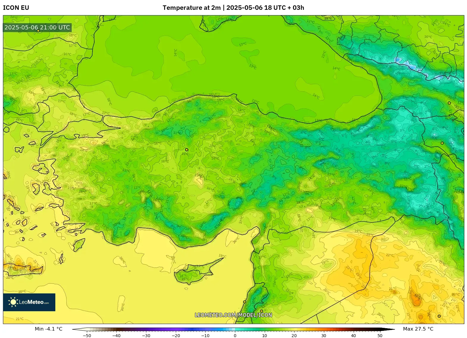 ICON - Turkey, Temperature at 2m ICON - Turkey, Temperature at 2m