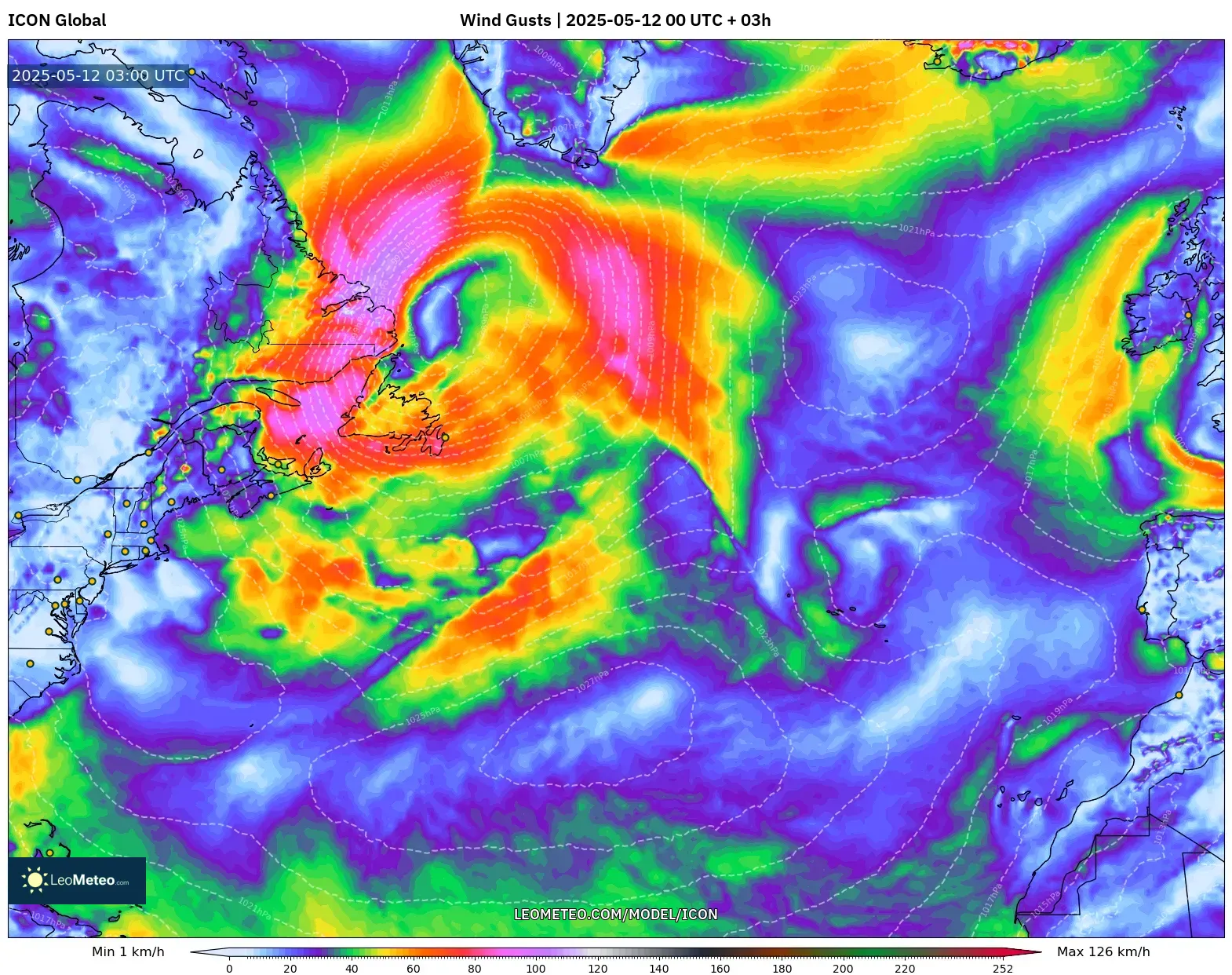ICON - North Atlantic, Wind Gusts ICON - North Atlantic, Wind Gusts