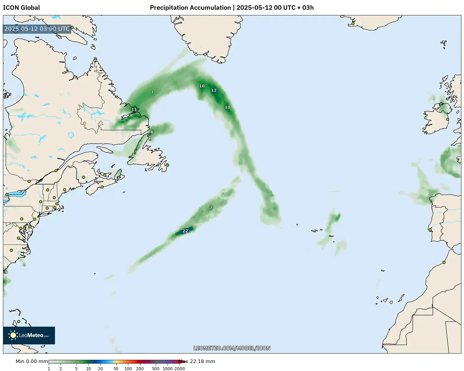 ICON - North Atlantic, Precipitation Accumulation ICON - North Atlantic, Precipitation Accumulation