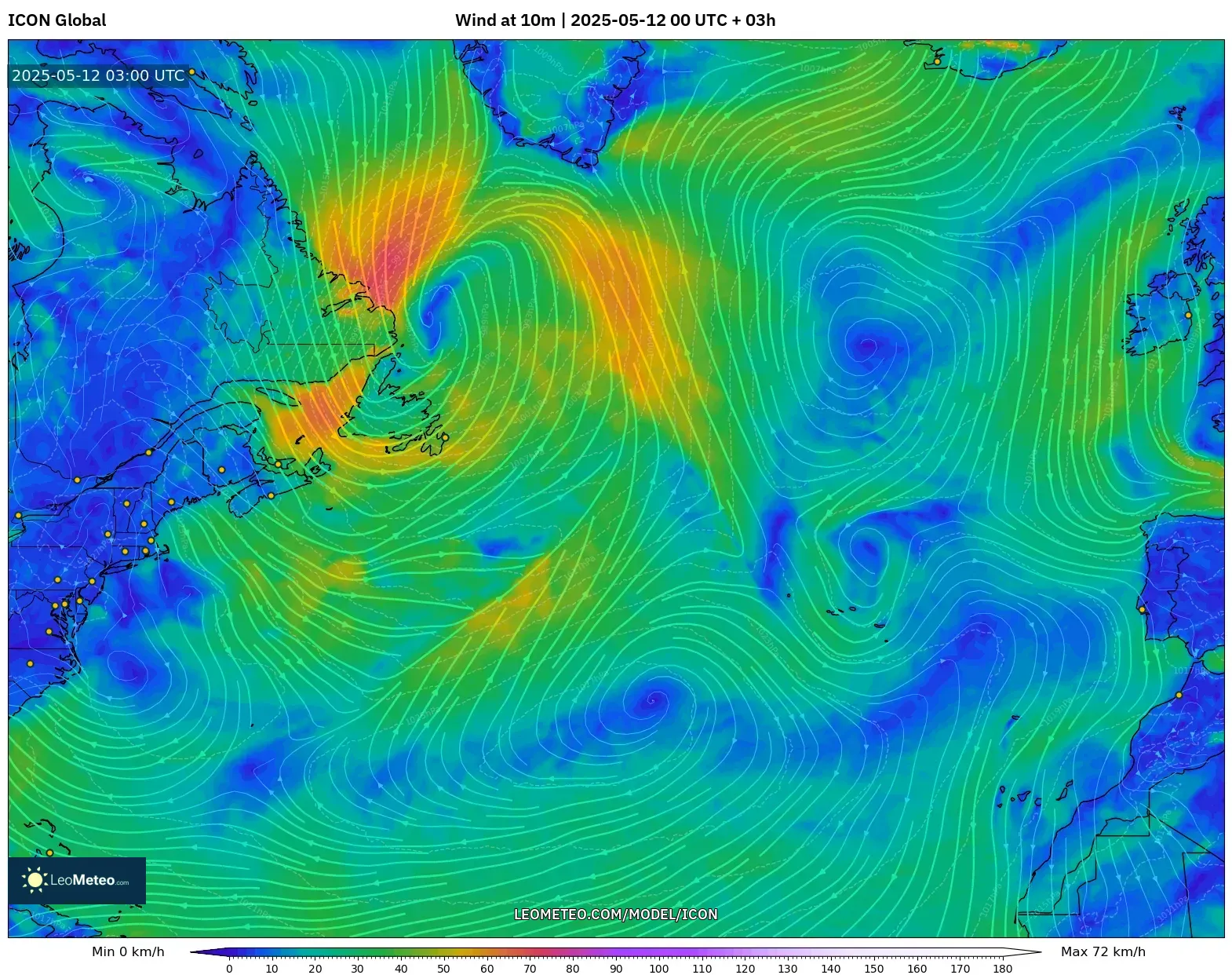 ICON - North Atlantic, Wind at 10m ICON - North Atlantic, Wind at 10m