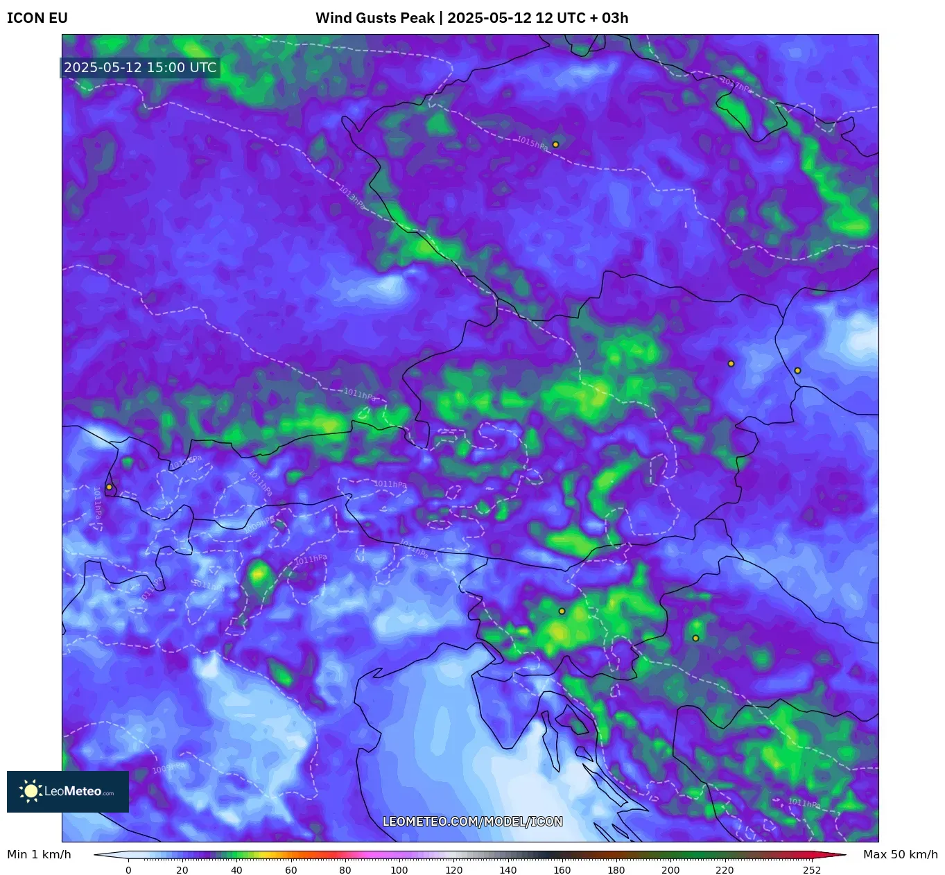 ICON - Austria, Wind Gusts Peak ICON - Austria, Wind Gusts Peak